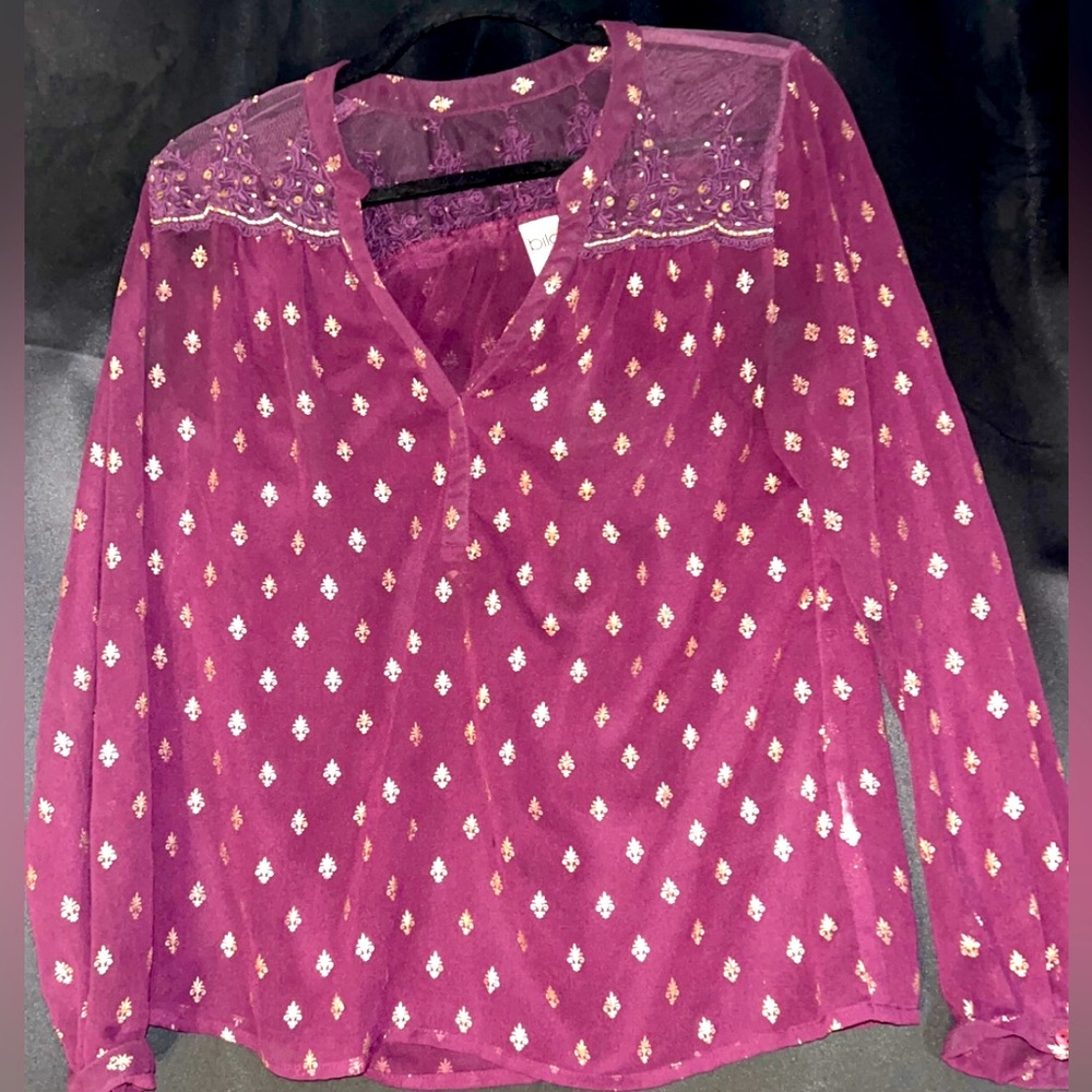 Bila Plum and Gold Sheer Blouse
